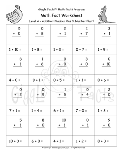 Math Facts Worksheet - Addition - Plus 0 Plus 1