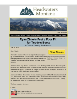 Congressman Zinke No Teddy Roosevelt