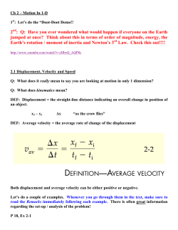 Ch 2 &ndash; Motion In 1-D