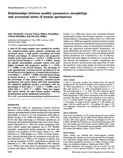 Relationships between motility parameters, morphology and