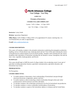 Last edit made: 3/2/17 AGRI 1114 Principles of Horticulture