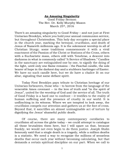 Read Rev. Kelly`s Good Friday, 2016 sermon here.