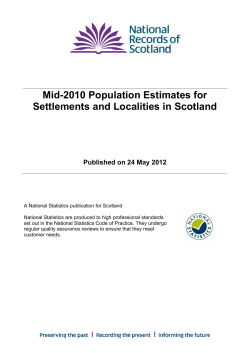 Mid-2010 Population Estimates for Settlements and Localities in