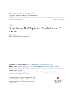 Book Review. The Wagner Act Cases by Richard C. Cortner