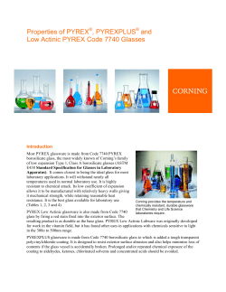 Properties of PYREX®, PYREXPLUS® and Low Actinic