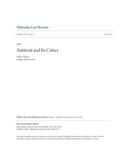Antitrust and Its Critics - DigitalCommons@University of Nebraska