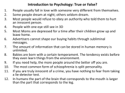 Introduction to Psychology: True or False?