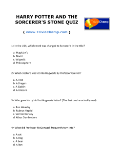 harry potter and the sorcerer`s stone quiz
