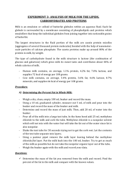 experiment 3- analysis of milk for the lipids, carbohydrates and