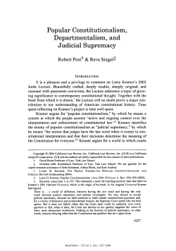 Popular Constitutionalism, Departmentalism, and
