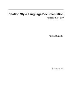Citation Style Language Documentation