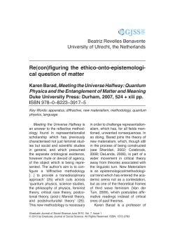 Re(con)figuring the ethico-onto-epistemological question of matter