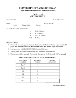 2001-02 Test 1 - Physics and Engineering Physics