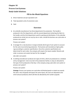 Chapter 18 Process Cost Systems Study Guide Solutions Fill-in