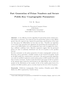 Fast Generation of Prime Numbers and Secure