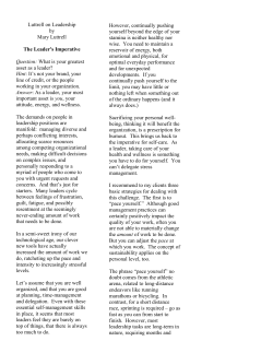 Luttrell on Leadership by Mary Luttrell The Leader`s Imperative
