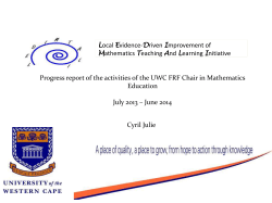 SARChI CoP Presentation - Prof Julie