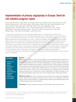 Implementation of primary angioplasty in Europe: Stent for Life