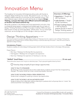 Innovation Menu - Academy for Innovation and Entrepreneurship