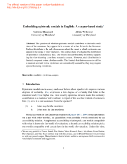 Embedding epistemic modals in English: A corpus