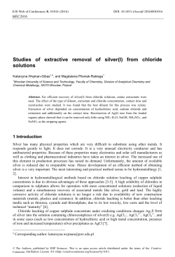 Studies of extractive removal of silver\(I\) from chloride solutions