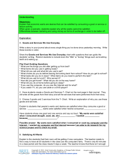 Understanding Objectives: Explain that economic wants are desires