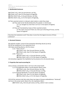 1 1. Backhanded Sentences (1) If [that`s art]p, then [my pet dinosaur
