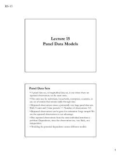 Lecture 15 Panel Data Models