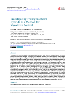 Investigating Transgenic Corn Hybrids as a Method for Mycotoxin