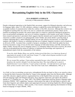 Reexamining English Only in the ESL Classroom