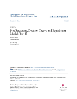 Plea Bargaining, Decision Theory, and Equilibrium Models: Part II