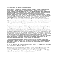 Little History About The Maryland to Kentucky