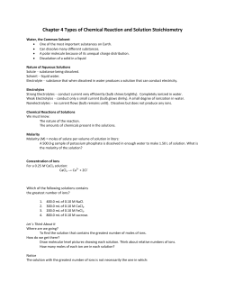 Chapter 4 Types of Chemical Reaction and Solution Stoichiometry