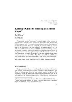Kipling`s Guide to Writing a Scientific Paper*
