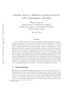 A kinetic theory of diffusion in general relativity with cosmological