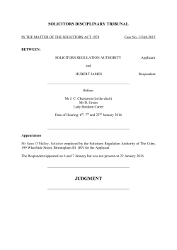 judgment - Solicitors Disciplinary Tribunal