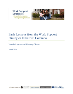 Early Lessons from the Work Support Strategies Initiative: Colorado
