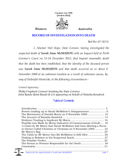 Mcmahon, Sarah Anne  - Coroner`s Court of Western Australia
