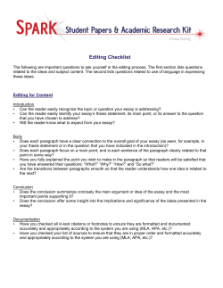 Editing Checklist - York University Libraries
