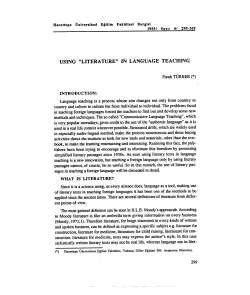 USING "LITERATURE" IN LANGUAGE TEACHING