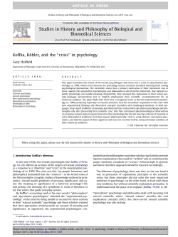 Koffka, K&Atilde;&para;hler, and the &acirc;&euro;&oelig;crisis&acirc;&euro;&bull; in psychology