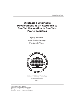 Strategic Sustainable Development as an Approach to Conflict