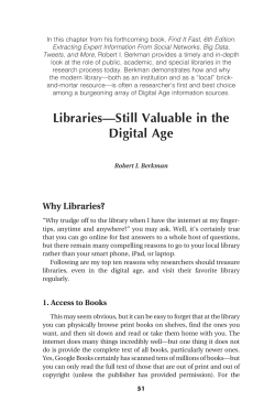 Libraries&mdash;Still Valuable in the Digital Age - Books