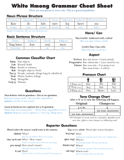 White Hmong Grammar Cheat Sheet
