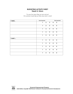 BUDGETING ACTIVITY SHEET Needs Vs. Wants