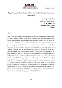 Naga Women As Peace Maker In War And Conflict