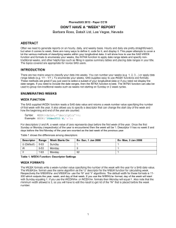 Don`t Have a "WEEK" Report