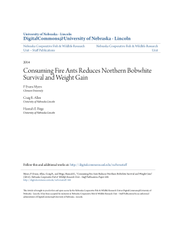 Consuming Fire Ants Reduces Northern Bobwhite Survival and