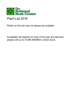 Plant List 2016 - National Herb Centre