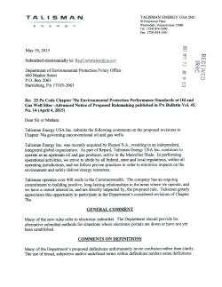 talisman energy - Independent Regulatory Review Commission
